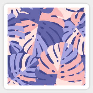 Color Block Monstera Leaves - Purple + Pink Sticker